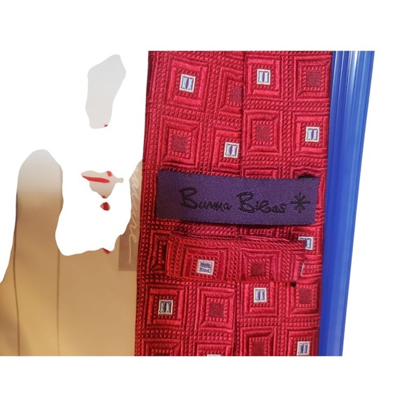 Burma Bibas Mens Tie Luxury Designer Red Blue Geometric Excellent Condition - Picture 12 of 12